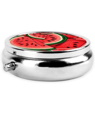 Red Watermelon Round Pill Box | 3 Compartment Portable Organizer for Travel Vitamins & Medications - Buy Online on GoSupps.com