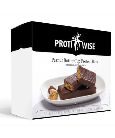 ProtiWise - Peanut Butter Cup High Protein Diet Bars | Low Calorie Low Fat Low Sugar (7/Box)