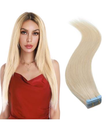 Elailite tape extensions tape in human hair hair extension hairpiece straight 30cm 40g #60 platinum blonde