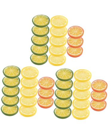 ABOOFAN 39 Pcs Imitation Lemon Slice Fake Fruit Slices Lifelike Lemon Model Lifelike Decorative Fruits Fake Lemon Slices Fake Fruit Model Fruits Slices Blocks Filler Pvc Vegetable