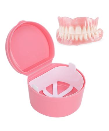 2Pcs Denture Holder Case Protable Partial Mouth Guard Container Case Denture Box Orthodontic Denture Storage Boxes(Pink)