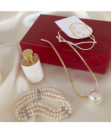 Yheakne Vintage Pearl Hair Clip - Gold Brass U-Shape Hairpin & Dutt Holder for Women & Girls - Buy Online on GoSupps.com
