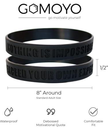 Motivational Silicone Wristbands for Fitness - Black & White 4 Pack - Buy Online on GoSupps.com
