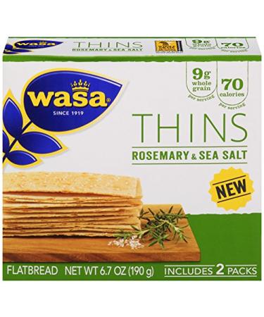 Wasa Flatbread Thins Crackers, Rosemary and Sea Salt, 6.7 Ounce