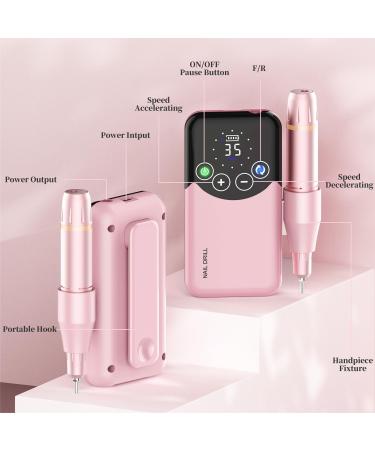 ANBEISTEE Professional Rechargeable Nail Drill with 35000 RPM Touch Screen Control Portable Electric Nail File Set for Manicure/Pedicure/Shaping/Carving/Polishing Pink Rosa - Buy Online on GoSupps.com