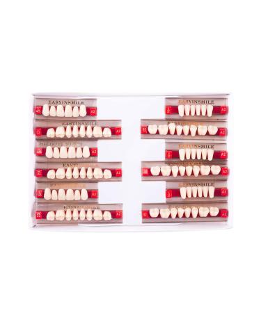 84PCS Dental Synthetic Resin Teeth Denture A2 Upper Lower False Tooth for Halloween Horror (Full Set 425+U37+32  A2) Full Set 425+U37+32 A2