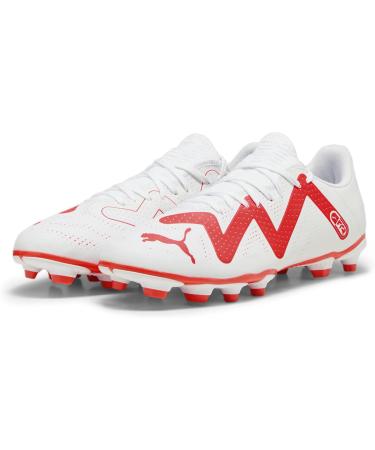PUMA Men's Future Play FG/AG Football Shoe - EU 43 White & Fire Orchid | International Shipping Available - Buy Online on GoSupps.com
