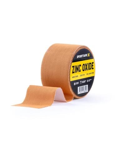 Box of 24 - SPORTTAPE Tan Zinc Oxide Tape - 3.8cm x 10m - High Strength Athletic Tape Blister Prevention Tape Plantar Fascia Tape | Sports Strapping Tape & Ankle Tape for Netball. Football Rugby 3.8cm x 10m (24 Rolls)