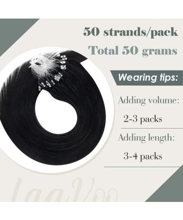 Shop Laavoo Black Micro Ring Real Hair Extensions - 35cm & 40cm Remy Hair - Premium Quality 50g Micro Loop Extensions - Buy Online on GoSupps.com