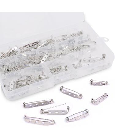 Rustark 120Pcs 3 Sizes Silver Tone Pin Back Clasp Brooch for Badge Crafts  Jewelry Crafting  Sewing Fabric  Making Corsage - Small/Medium/Large