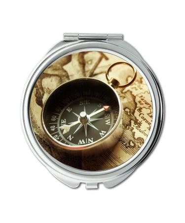 YENDOSTEEN Mirror Compact Mirror Map Wallpaper map of the united states Pocket Mirror portable mirror