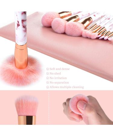 START MAKERS Professional 12Pcs Pink Marble Makeup Brush Set with Beauty Blender & Bag - Buy Online on GoSupps.com