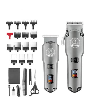 Professional Hair Clippers for Men Hair Clipper Professional Hair Trimmer 2 in 1 Haircutting Kit Waterproof Cordless Barber Set LED Display Rechargeable V-675