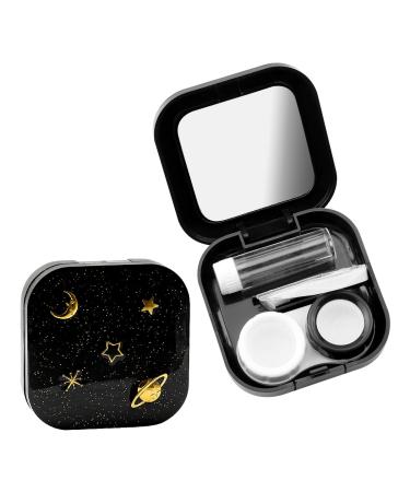 Jagowa Contact Lens Cases Travel Contact Lens Soaking Storage Case with Mirror Starry Shinny Portable Glasses Holder