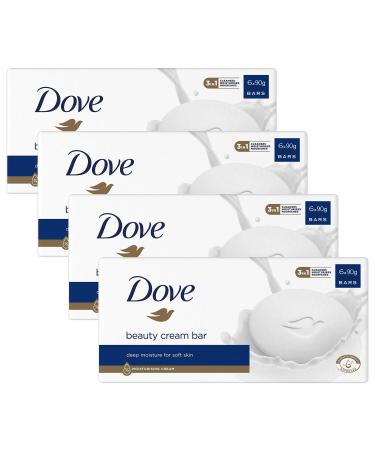 Dove Dove Original Beauty Cream Bar 3 in 1 cleanses moisturizes and nourishes. Sulfate-free bath soap for soft and smooth skin suitable for daily use. 6 x 90g pack of 4
