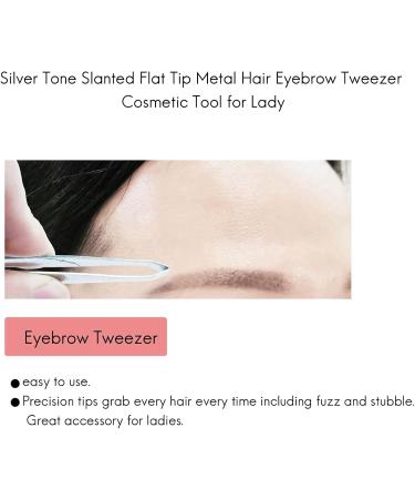Hfourhnik 5X Silver Tone Slanted Flat Tip Metal Hair Eyebrow Tweezer Cosmetic Tool for Lady - Buy Online on GoSupps.com