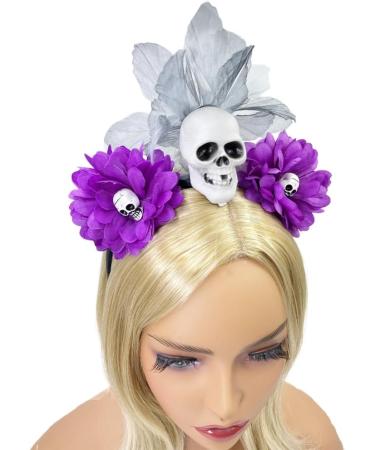 hgnxa Simulated Flower&Skull Shape Headband for Women Halloween Party Hair Hoop Hairband Woman Taking Photo Hair Accessories Blue - Buy Online on GoSupps.com