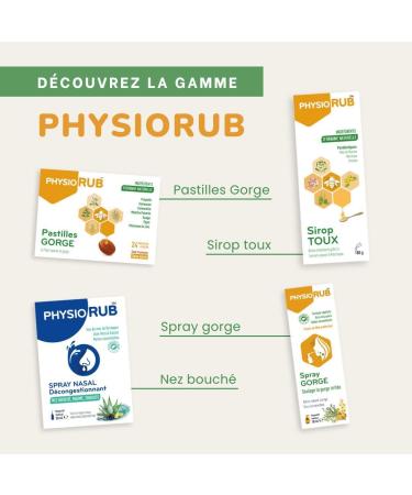 Sirop Toux PhysioRUB(tm) - Postbiotiques & Miel de Manuka - Maux de gorge - Immortelle & Plantain - Fabriqu en France - 180g - Buy Online on GoSupps.com