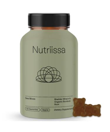 Nutriissa Seamoss Gummies Irish Sea Moss & Bladderwrack Blend for General Wellness EPEB Certified for Purity & Potency 60 Apple Flavored Vegan Gummies 60 Count (Pack of 1)