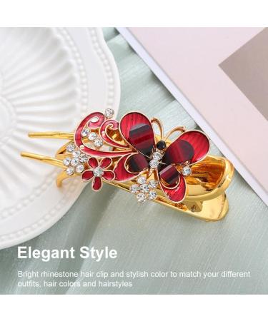 Long Fine Hair Clip For Styling Wear Resistance Women No Slip Rhinestone(Red) - Buy Online on GoSupps.com