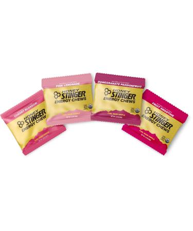 Honey Stinger Organic Energy Chews – Variety Pack With Sticker – 4 Count – 1 of Each – Gummy Energy Source for Any Activity – Cherry Blossom, Pink Lemonade, Pomegranate Passionfruit & Fruit Smoothie