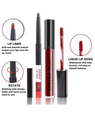AMY'S DIARY Matte Dark Red Lip Liner and Lipstick Set - Waterproof 24H Liquid Lipstick Kit with Long Lasting Lip Liner - Matt Finish Makeup Set - Buy Online on GoSupps.com