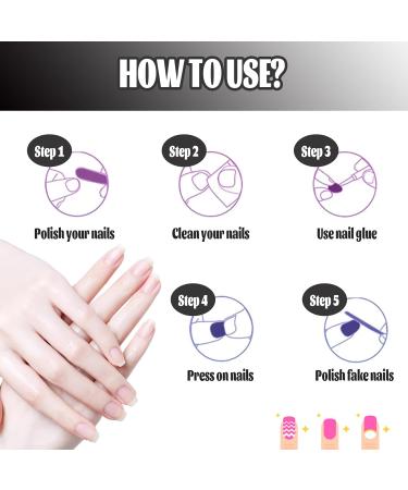 24pcs Short Square False French Tip False Nails Stick on Nails Glitter Press on Nails Removable Glue - on Fake Nails Acrylic Full Cover Nails Women Girls Nail Art Accessories (French Black Ripple) - Buy Online on GoSupps.com