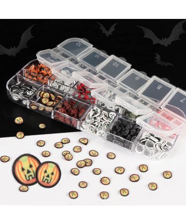12 Grids Halloween Soft Pottery Pieces 3D Nail Stickers Nail Decals Nail Sequins For Nail Decoration Crafting - Buy Online on GoSupps.com