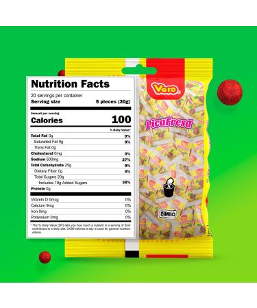 Vero Pica Fresa - Strawberry Chewy Gummy Candy - 100 Individually Wrapped Mexican Treats - Perfect for Pi atas & Halloween - Buy Online on GoSupps.com