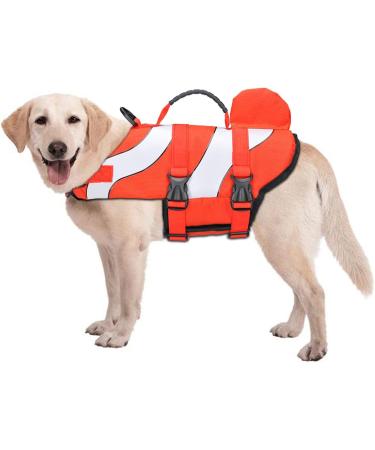 Songway Dog Life Jacket Vest Protection Swimsuit Reflective Stripes Adjustable Swimwear Life Jackets-Pool-Beach-Boating (Clownfish M) Clownfish M - Buy Online on GoSupps.com