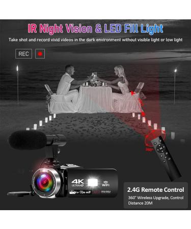 4K Video Camera Camcorder 48MP 60FPS WIFI Digital 18X Zoom IR Night Vision Vlogging Camera with Microphone & Stabilizer - Remote Control - Buy Online on GoSupps.com