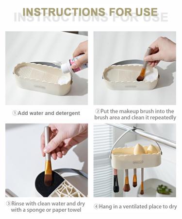 White Panda Makeup Brush Cleaner Mat & Bowl - Silicone Tool for Washing & Drying Cosmetics - Buy Online on GoSupps.com