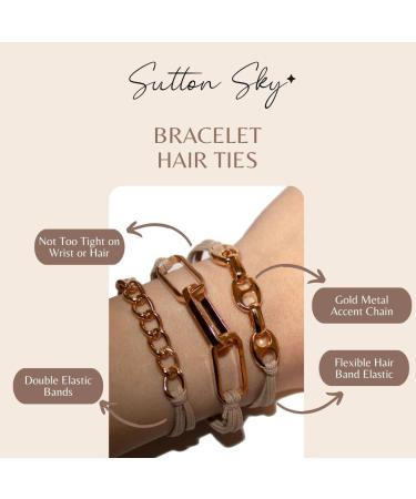 Elastic Hair Tie Bracelets for Women - No Damage, No Crease - 3 Pcs (Mocha Brown) - Buy Online on GoSupps.com
