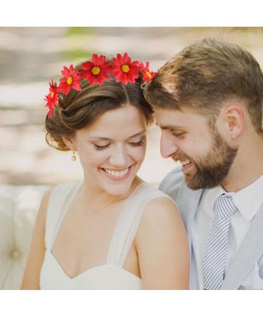 Drokit Red Daisy Flower Headband - Boho Floral Wreath for Women and Girls - Buy Online on GoSupps.com