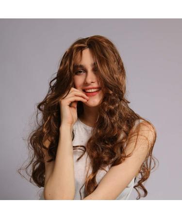 Buy Brown Wavy Synthetic Wig for Women Long Curly Hair | 80s 70s 60s 50s Cosplay Hairstyle | International Shipping Available - Buy Online on GoSupps.com