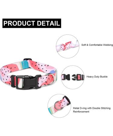 Mercano Adjustable Dog Collar - Soft Nylon Comfort & Durable Patterned Design for Small & Medium Dogs - Watermelon (S) - Buy Online on GoSupps.com