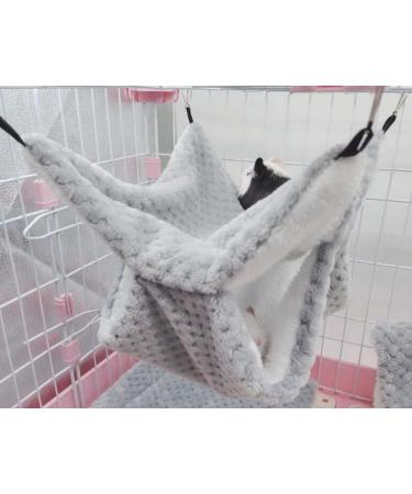 Small Animal Hammock Ferret Sugar Glider Double Layer Bed Cage Warm Plush Hanging Hammock Bed Hideaway for Hamster Guinea Pig Rat Ferret Chinchilla (Grey) - Buy Online on GoSupps.com