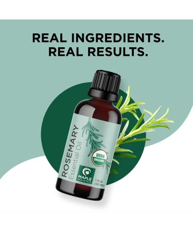 Certified Organic Rosemary Oil for Hair - USDA Organic Essential Oil for Hair, Skin, Nails - Dry Scalp Treatment, Enhanced Volume & Shine - 1 Fl Oz - Buy Online on GoSupps.com