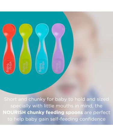 Vital Baby NOURISH Chunky Feeding Spoons - Easy Grip Cutlery - 4pk Multicolour - Buy Online on GoSupps.com