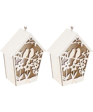 xiaozuo Wooden Hollow Bird House 2 Pieces Bird House Bird Houses for Outdoor Blue Bird House with Warm Light Wooden Hanging Bird House for Small Bird DIY Bird Cage Making Decoration667 - Buy Online on GoSupps.com