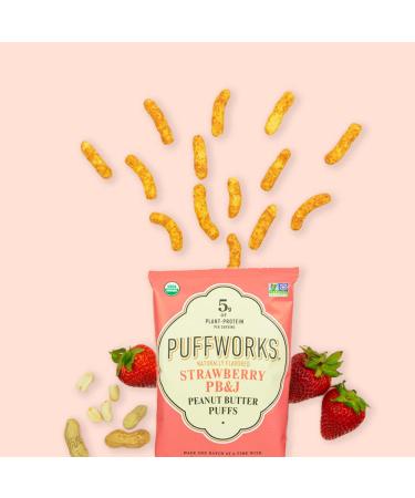 Puffworks Strawberry PB&J Organic Peanut Butter Puffs 1.2oz (Pack of 6) | Plant-Based Protein Snack, Gluten-Free, Vegan, Kosher - Buy Online on GoSupps.com
