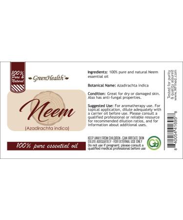 GreenHealth Neem Oil 100% Pure 1oz (30ml) with Euro Dropper - Buy Online on GoSupps.com