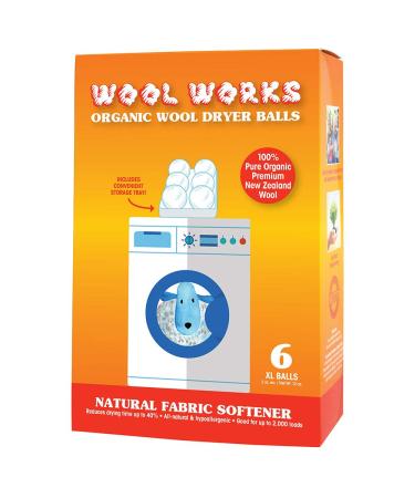Pure Essential Oil Works Wool Works Organic Wool Dryer Balls Extra-Large Natural Fabric Softener Balls 2 Ounces Each 6-Count
