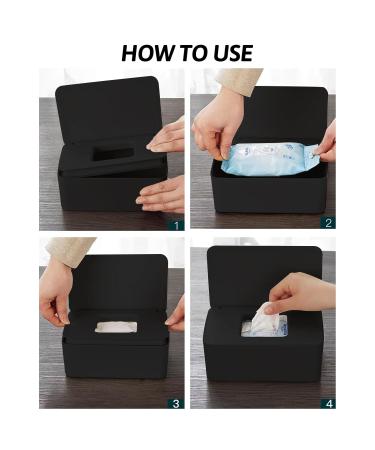 Premium Baby Wet Wipes Storage Box & Bag Set - Black | Durable Stylish Donor Holder with Lid for At-Home Use - Buy Online on GoSupps.com