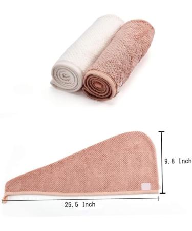Buy 2-Pack Microfiber Hair Towel Wraps - Quick Drying Pink & Beige Bath Hair Towels for Effortless Hair Care - Buy Online on GoSupps.com