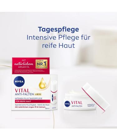 Beiersdorf AG NIVEA Vital AntiWrinkle Intensiv Plus day cream SPF 15 facial care for mature skin with natural argan oil and calcium day cream with SPF for intensive moisture 50 ml - Buy Online on GoSupps.com