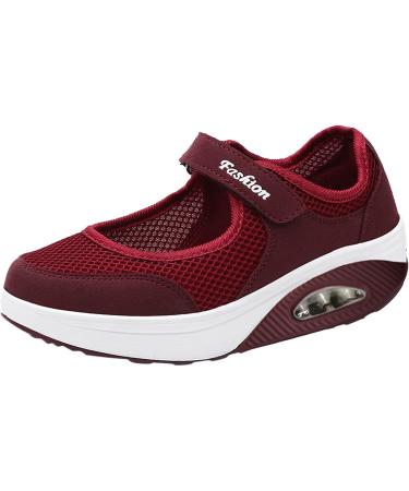 PGOJUNI Women's Diabetic Walking Sneakers with Arch Support - Wine - Buy Online on GoSupps.com