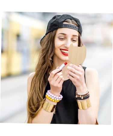 FOMIYES Wooden Handheld Vanity Mirror for Women - Travel Makeup Mirror with Wood Handle - Miss Wooden Mirror for Makeup on-the-go - Buy Online on GoSupps.com