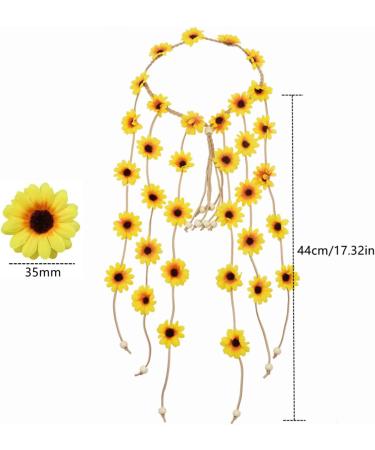 Bohemian Sunflower Hairband Floral Crown Headdress Hippie Headband Bridal Headpiece for Party Decoration Wedding Cosplay Costume - Buy Online on GoSupps.com