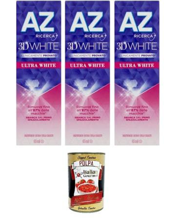 Dentifricio AZ Ultra White toothpaste with whitening effect 3x 65ml + Italian Gourmet polpa 400g